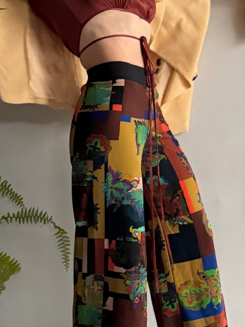 Save The Queen Patchwork Floral Wide-Leg Pants in Multi Colors - Picture 11 of 12